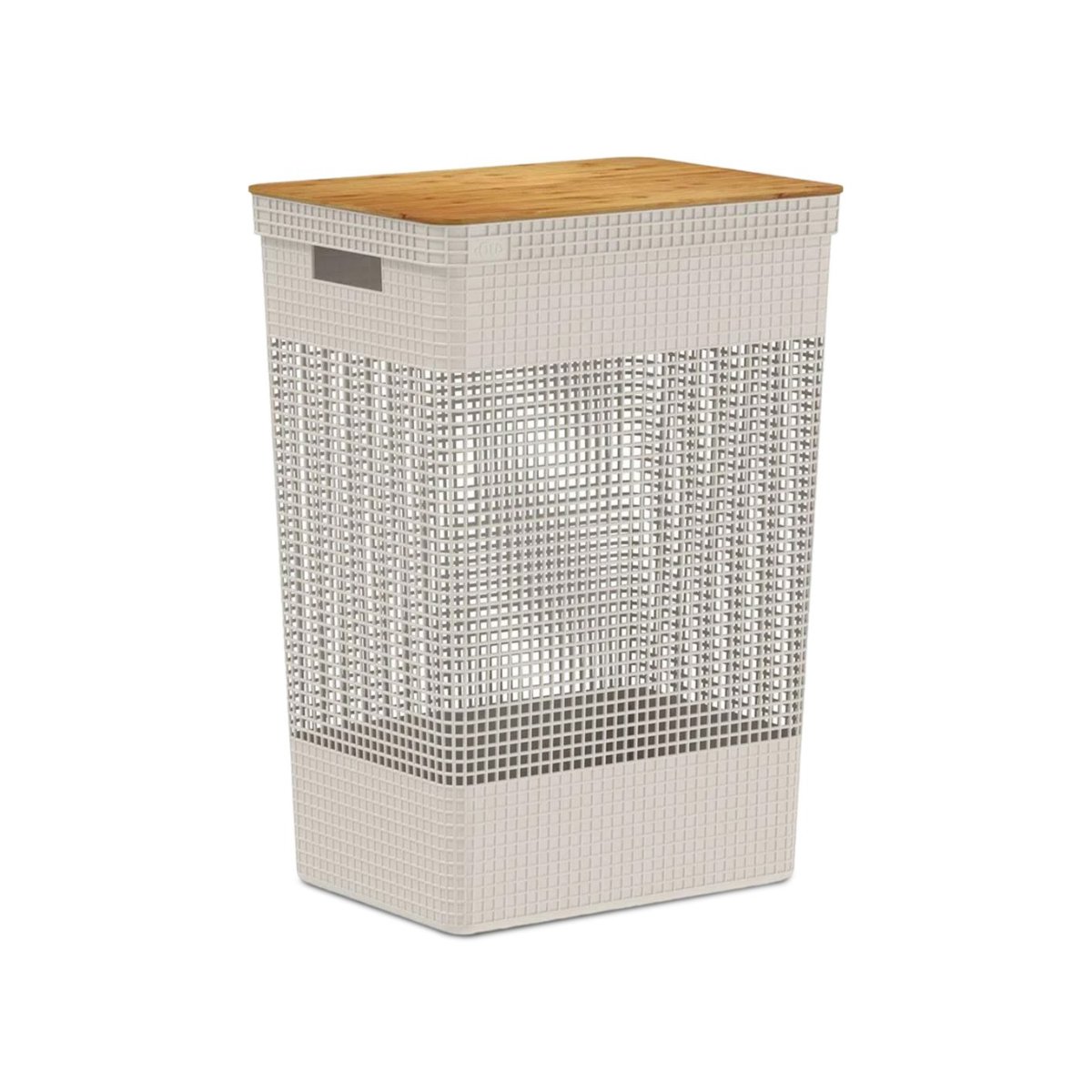 CESTO GRID DE ROUPAS TAMPA BAMBU 49L BEGE CG455
