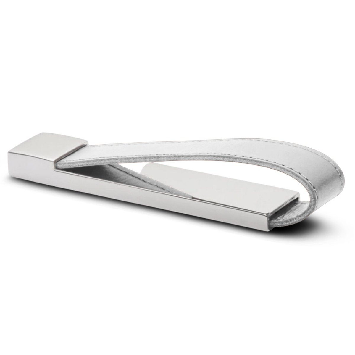 PUXADOR BAUM 2880 96MM CROMO/COURO BRANCO