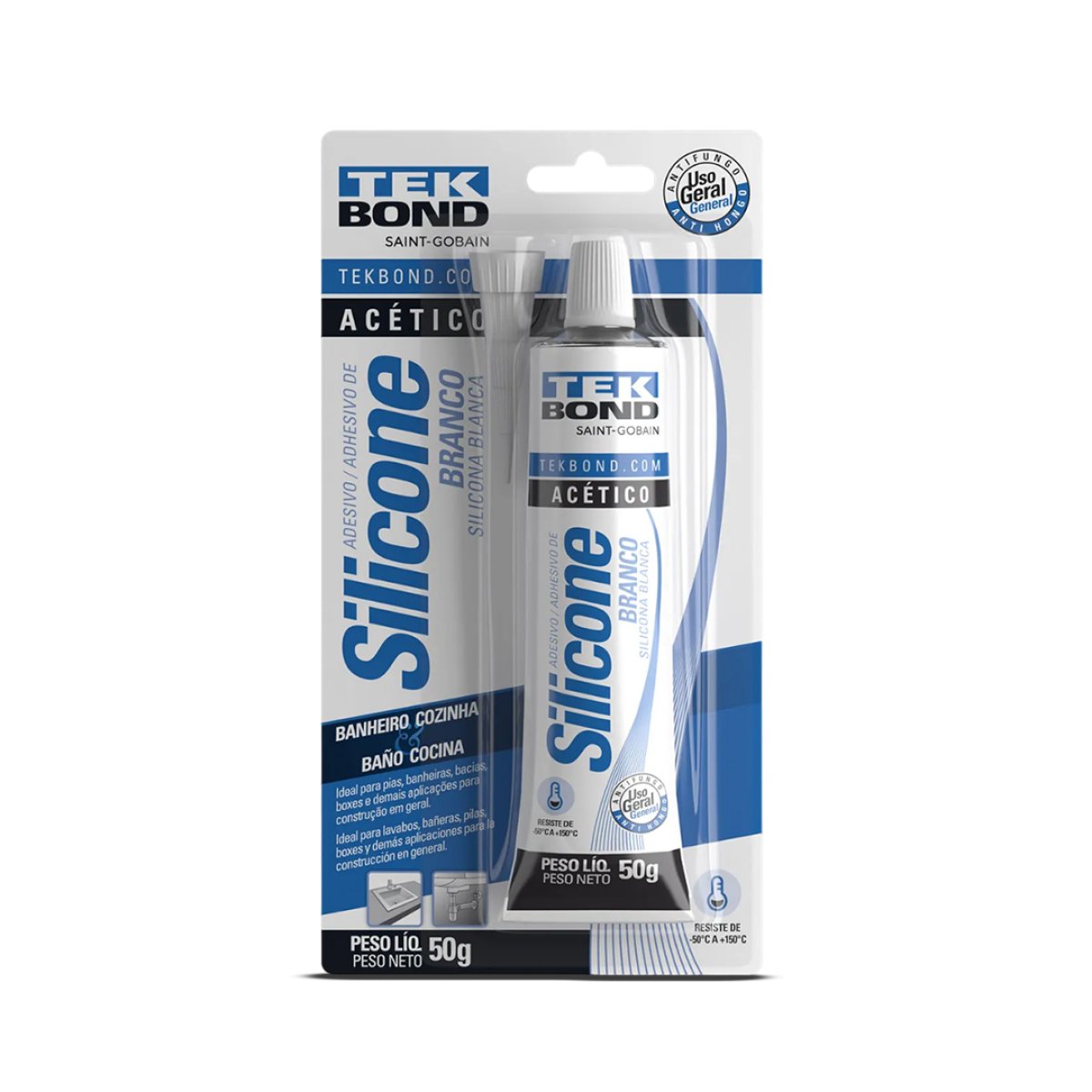 SILICONE ACÉTICO TEKBOND BLÍSTER 50G