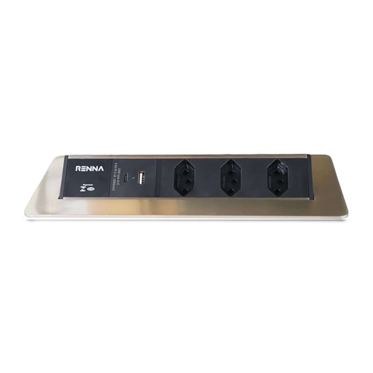 CAIXA DE TOMADAS PRATA 3T2USB