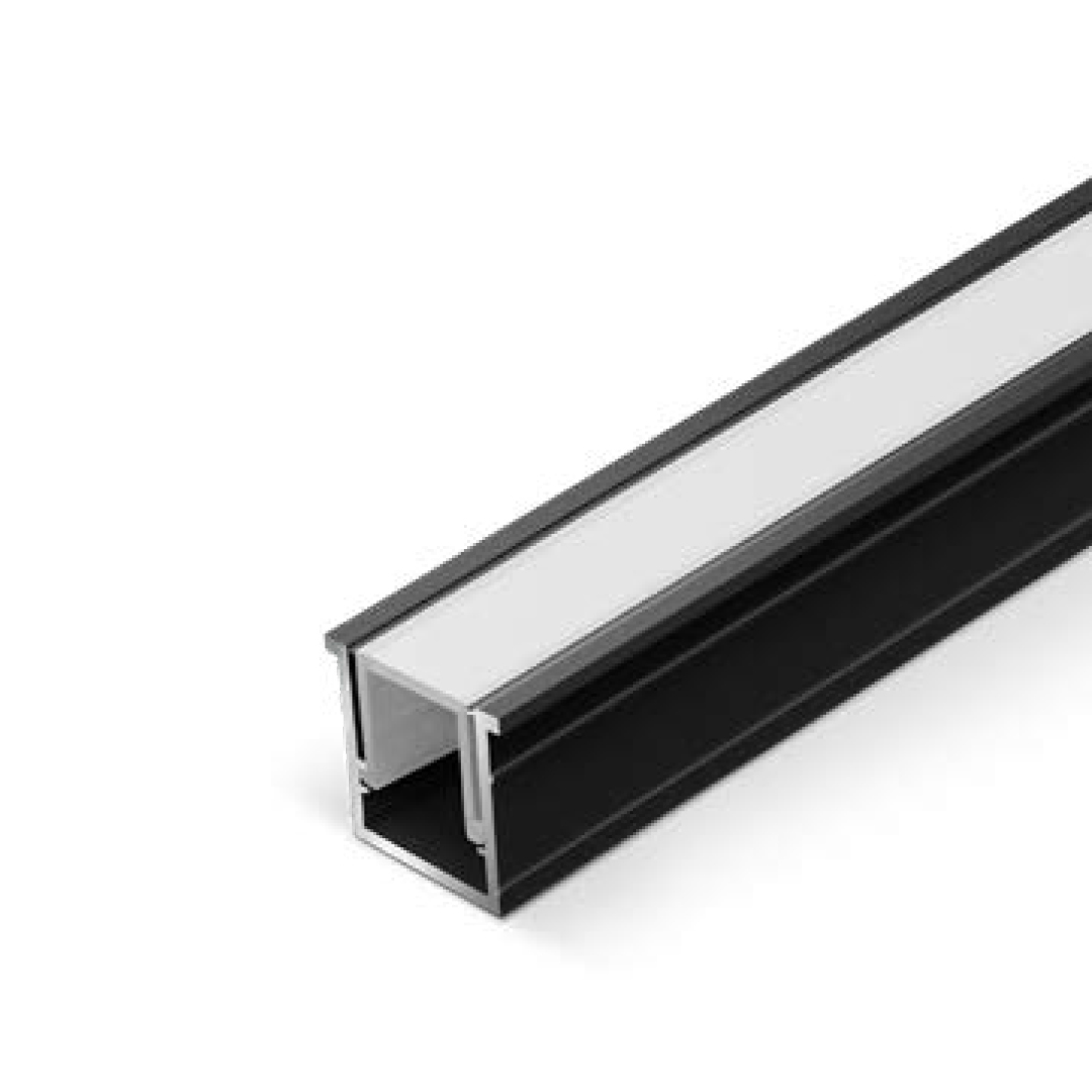 PERFIL ALUMINIO E DIFUSOR EMBUTIR MINIMA LIGHT PRETO 3MTS EBMLA