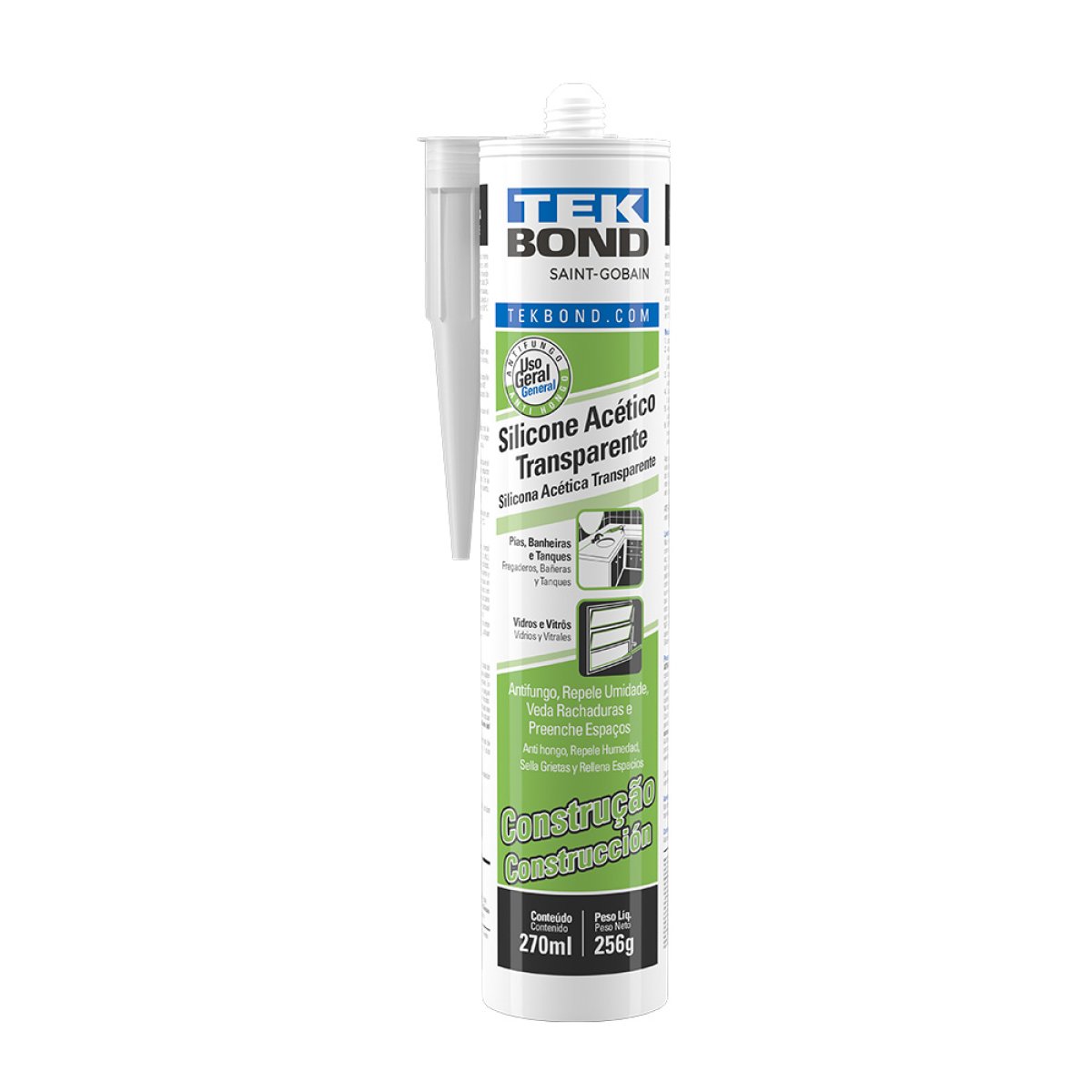 SILICONE ACÉTICO TEKBOND INCOLOR 256G/270ML