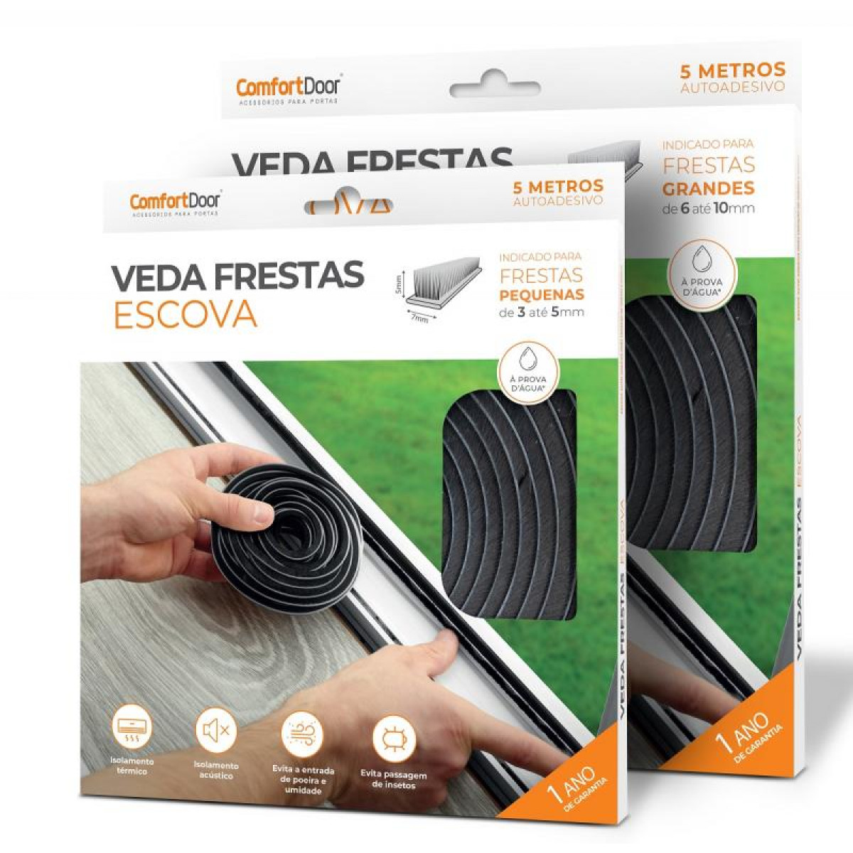 VEDA FRESTAS ESCOVA 10X7MM CINZA 5MTS